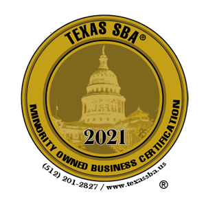 a seal of certification as a minority owned business with the texas small business association